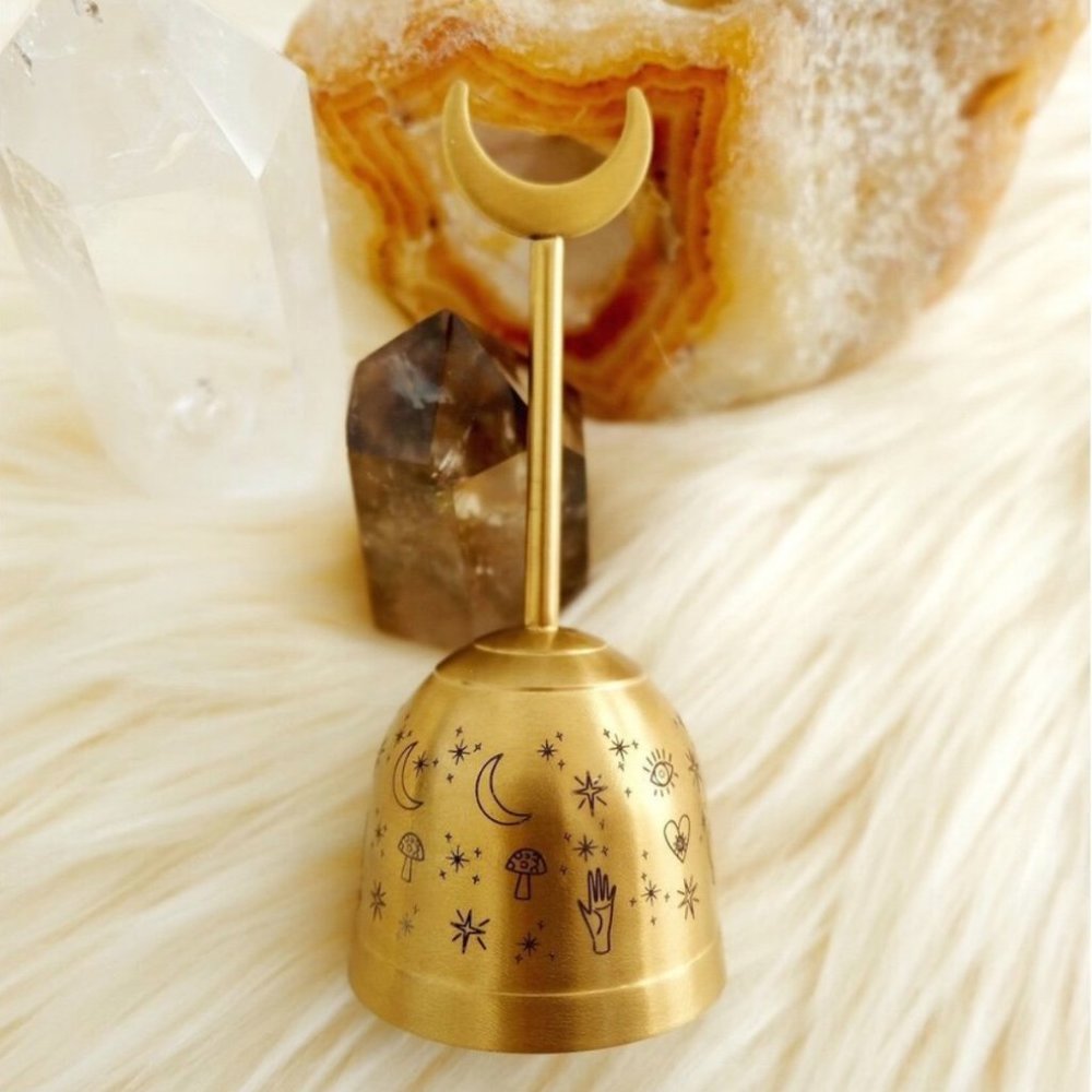 ✨ NWOT: Witch's Magic Symbols Brass Altar Bell ✨